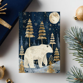 Polarbär unter dem Mondfarbenwald Weihnachten Postkarte