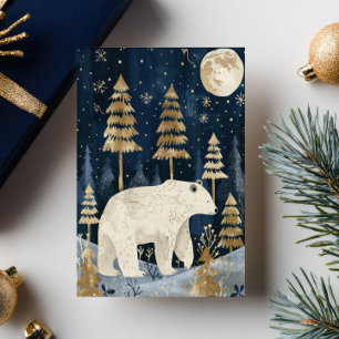 Polarbär unter dem Mondfarbenwald Weihnachten Postkarte