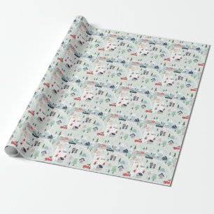 Polarbär Winterlandschaft, Weihnachts-Hintergrund. Geschenkpapier