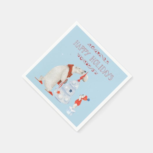 Polarbären dekorieren Baum Serviette (Ecke)