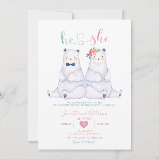 Polarbärengeschlecht offenbart, dass er oder sie f einladung (Vorderseite)