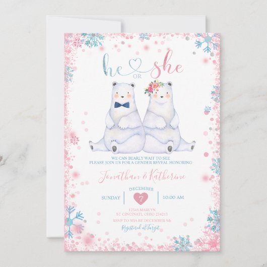 Polarbärengeschlecht offenbart, dass er oder sie S Einladung (Vorderseite)