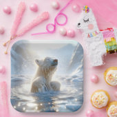 Polarbärenpest in arktischem Wasser Pappteller (Party)