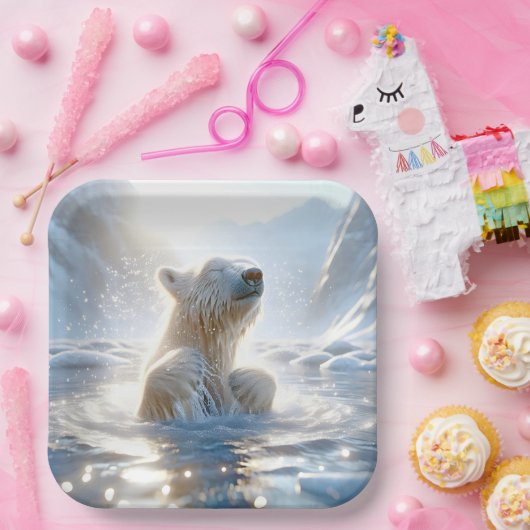 Polarbärenpest in arktischem Wasser Pappteller (Party)