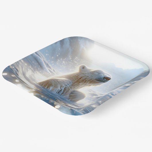Polarbärenpest in arktischem Wasser Pappteller (Gewinkelt)