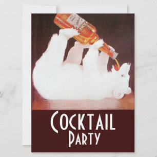 POLARBEAR-COCKTAILPARTY ,weiß braun rot Einladung