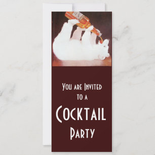 POLARBEAR-COCKTAILPARTY ,weiß braun rot Einladung