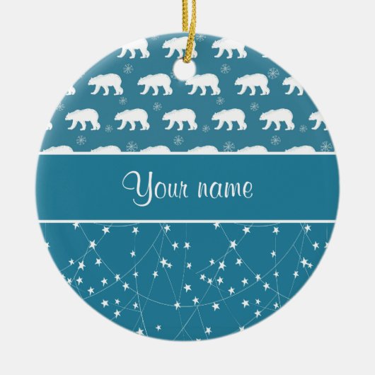 Polare Bärn-funkelnde Sterne personalisiert Keramikornament (Vorne)
