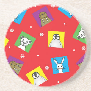 Polare Tierbaby-niedlicher Druck - Rot Untersetzer