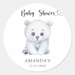 Polarer Babybär - Baby Shower Runder Aufkleber