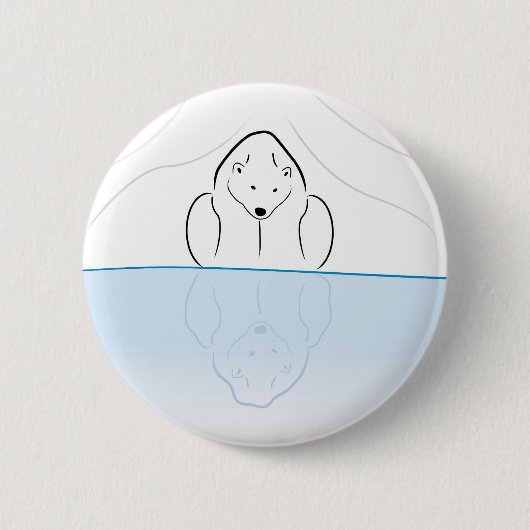 Polarer Bär Reflexion auf globaler Erwärmung Button (Vorderseite)