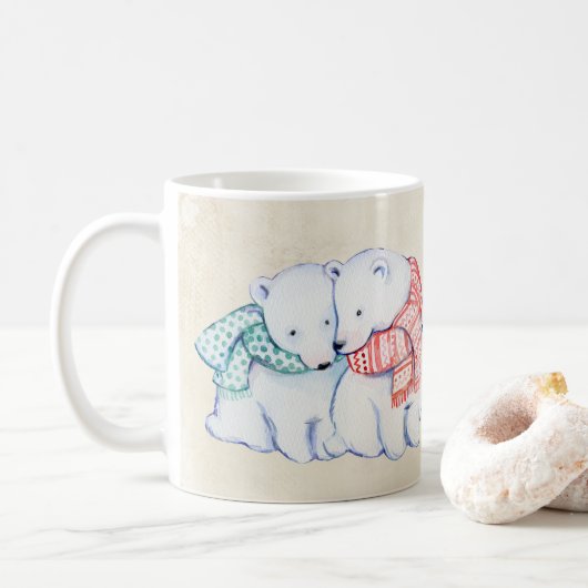 POLARER BÄRN-TASSE. POLARBEAR GESCHENK KAFFEETASSE (Mit Donut)