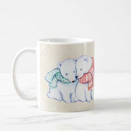 POLARER BÄRN-TASSE. POLARBEAR GESCHENK KAFFEETASSE (Links)