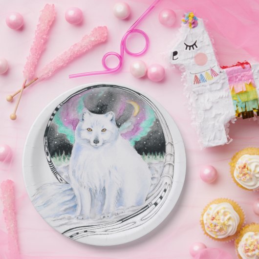 Polarktischer Fox-Aquarelltinte Pappteller (Party)