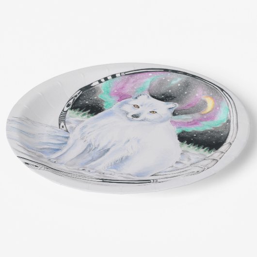 Polarktischer Fox-Aquarelltinte Pappteller (Schrägansicht)