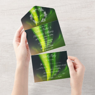 Polarlicht Aurora Borealis Hochzeit  All In One Einladung