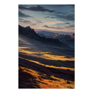 Polarlicht in den Bergen Poster
