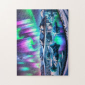 Polarlicht Island Landschaft mit Nordlichtern Puzzle (Vertikal)