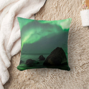 Polarlicht   Lofoten Strand Norwegen Kissen