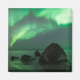 Polarlicht Lofoten Strand Norwegen Magnet