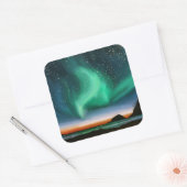 Polarlicht - Ölmalerei Quadratischer Aufkleber (Umschlag)