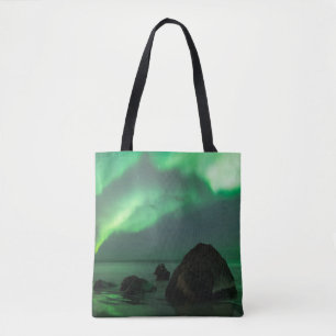 Polarlicht Strand von Lofoten Norwegen Tasche