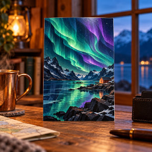Polarlicht über dem Meeresarm Kunstprint Poster