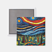 Polarlicht über dem Wald Magnet (Vorderseite/Rückseite)
