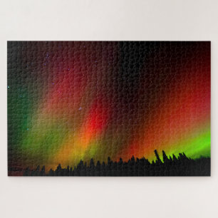 Polarlicht und Bäume Puzzle