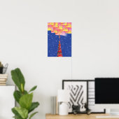 Polarlicht und ein Weihnachtsbaum. Poster (Heimbüro)