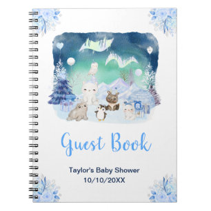 Polarlichter Tiere Baby Shower Gästebuch Notizblock