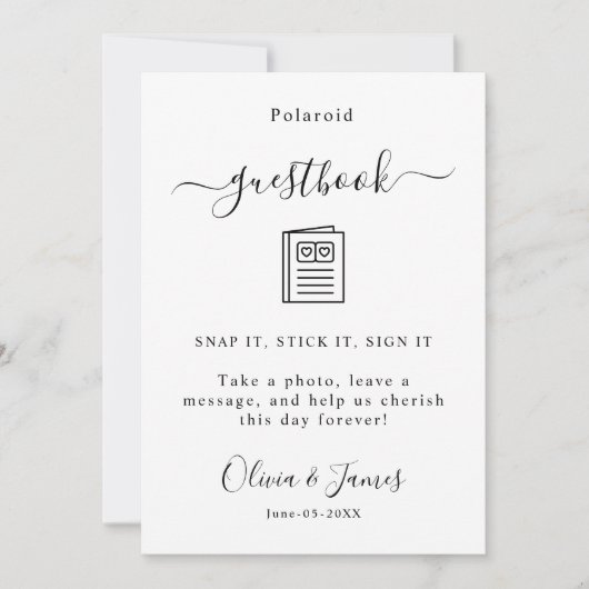 Polaroid Gästebuch Unterschrift Vorlage Hochzeit, (Vorderseite)