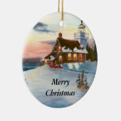 Polarstern-Sonnenuntergang-Weihnachtsverzierung Keramik Ornament (Rechts)