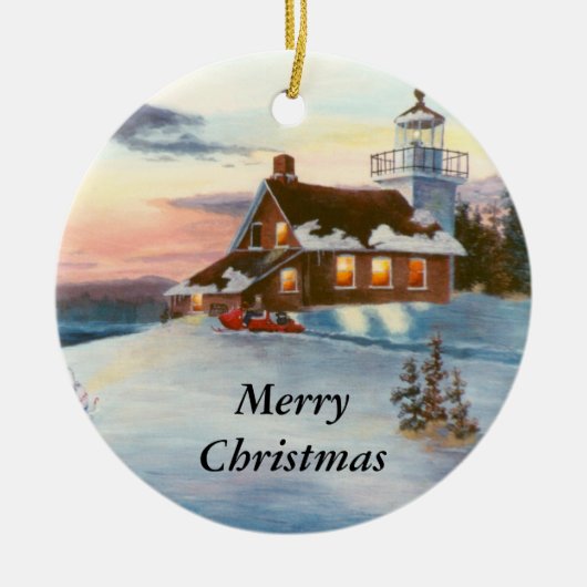 Polarstern-Sonnenuntergang-Weihnachtsverzierung Keramik Ornament (Vorne)