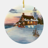 Polarstern-Sonnenuntergang-Weihnachtsverzierung Keramik Ornament (Hinten)