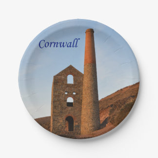 Poldark Land-Bergwerk ruiniert Cornwall England Pappteller
