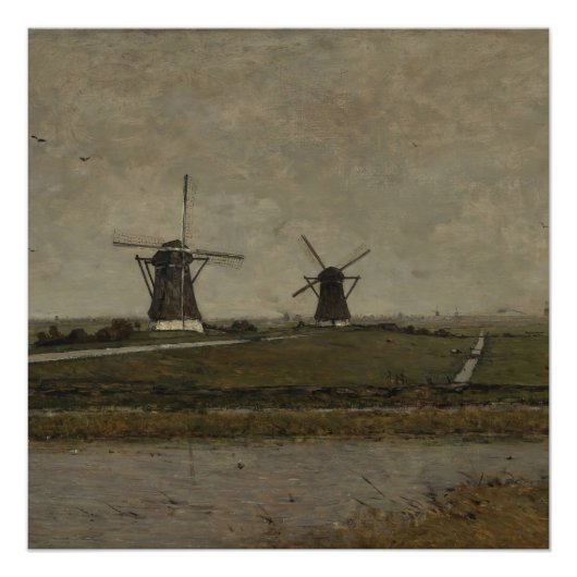 Polder mit Mills bei Overschie Poster (Vorderseite)