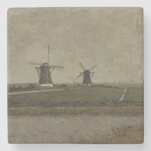 Polder mit Mills bei Overschie Steinuntersetzer (Vorderseite)