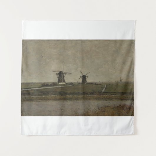 Polder mit Mills bei Overschie Wandteppich (Vorderseite)