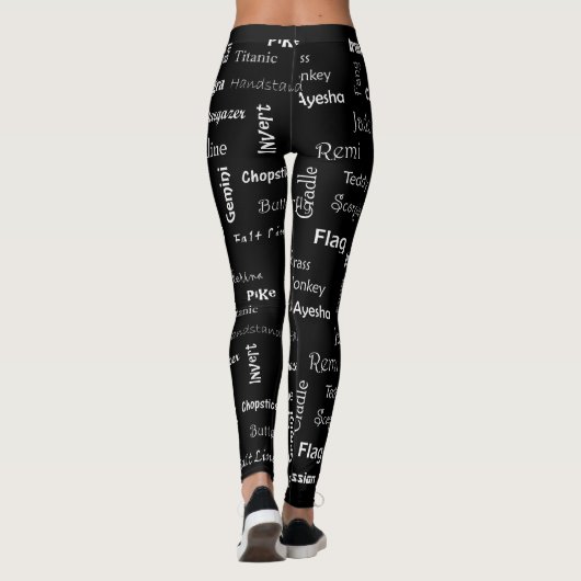 Pole Dance Leggings mit Namen aller Posen (Rückseite)