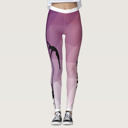 Pole-Fitness-Tanz-lila und rosa Leggings (Vorderseite)