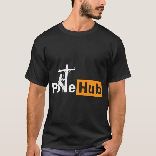 Pole Hub Lineman Line Worker Utility Pole Funny Li T-Shirt (Vorderseite)