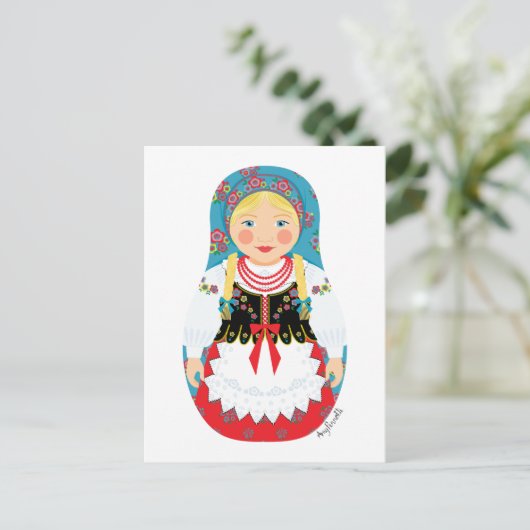 Pole Matryoshka Postcard Postkarte (Stehend Vorderseite)