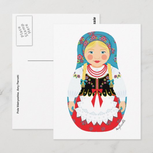 Pole Matryoshka Postcard Postkarte (Vorne/Hinten)