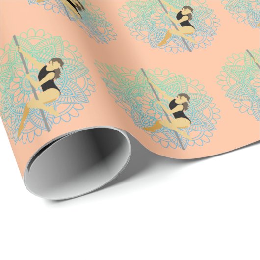 Pole Sport Mandala Blume Green Blue Peach Geschenkpapier (Rolleneckpunkt)