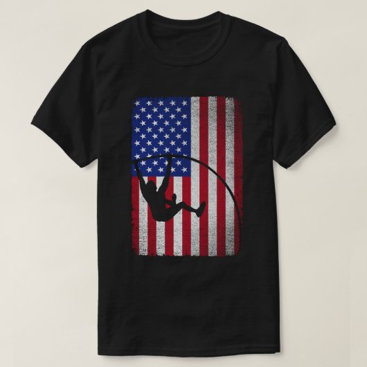 Pole Vault American Flag 4. Juli Jump Sports T-Shirt (Design vorne)