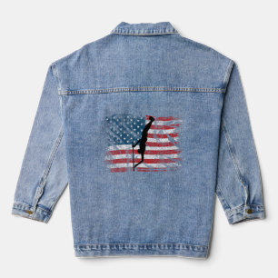 Pole Vault American Flag Patriotic Pole Vaulting Jeansjacke