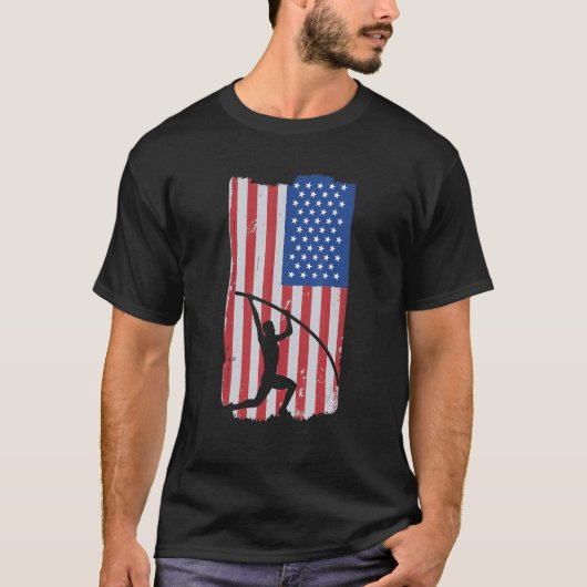 Pole Vault Athlete USA Flag  Vaulter  Pole Jumping T-Shirt (Vorderseite)