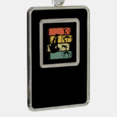 Pole Vault Retro Vintag Rahmen-Ornament Silber (Rechts)