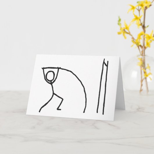 Pole Vaulting Stickman Karte (Gelbe Blume)